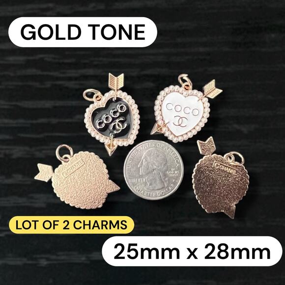 Lot of CC Heart Zipper Pull Button Charms 25mm x 28mm - Picture 1 of 1